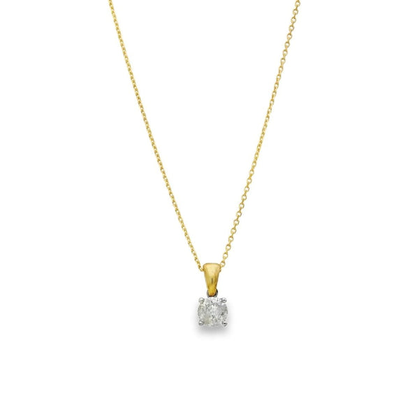 9ct Yellow & White Gold Diamond Pendant & Chain - 16/18" -1.00ct