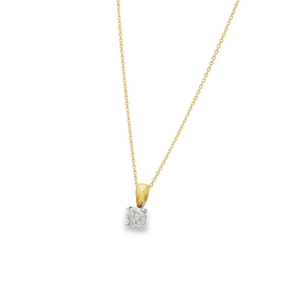 9ct Yellow & White Gold Diamond Pendant & Chain - 16/18" -1.00ct
