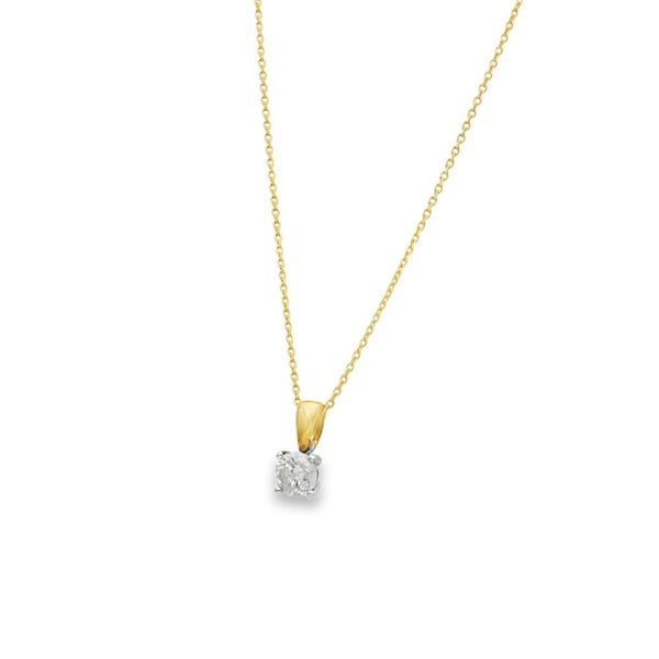 9ct Yellow & White Gold Diamond Pendant & Chain - 16/18" -1.00ct