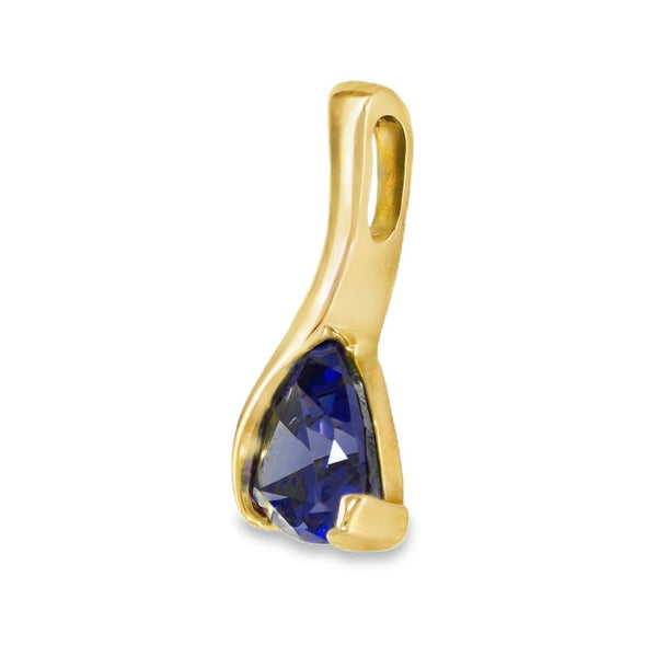 9ct Yellow Gold Trillion Tanzanite Pendant - 12x23x6mm - 3.4g