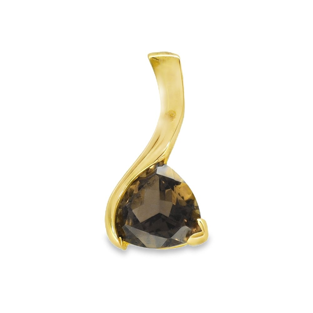 9ct Yellow Gold Trillion Smoky Quartz Pendant - 12x23x6mm - 2.9g