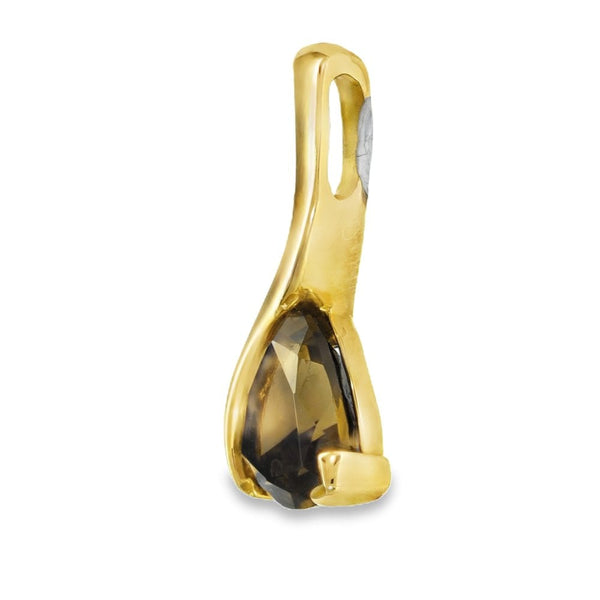 9ct Yellow Gold Trillion Smoky Quartz Pendant - 12x23x6mm - 2.9g