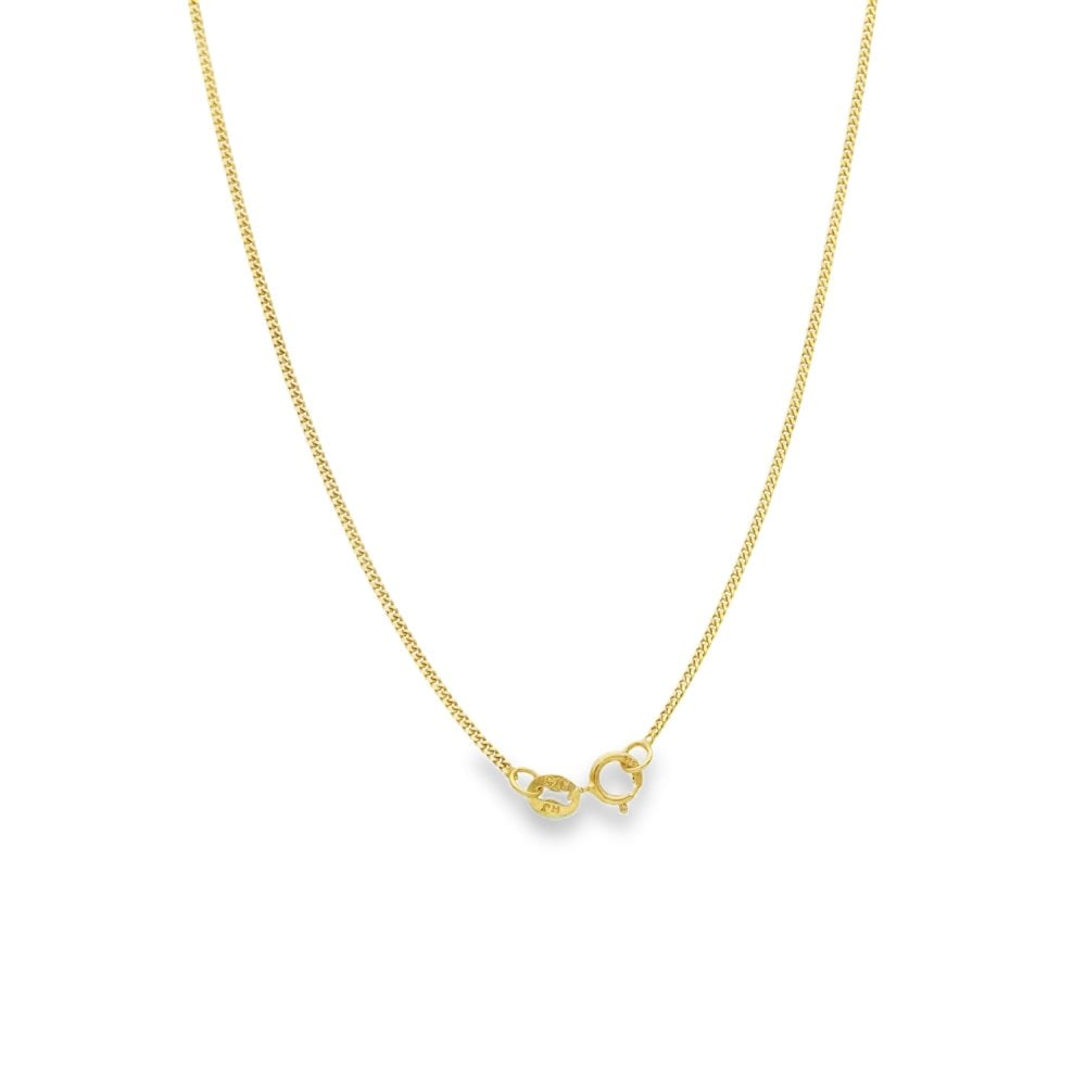 9ct Yellow Gold Garnet & CZ Pendant & Curb Chain - 18" - 3.3g