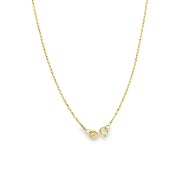 9ct Yellow Gold Garnet & CZ Pendant & Curb Chain - 18" - 3.3g