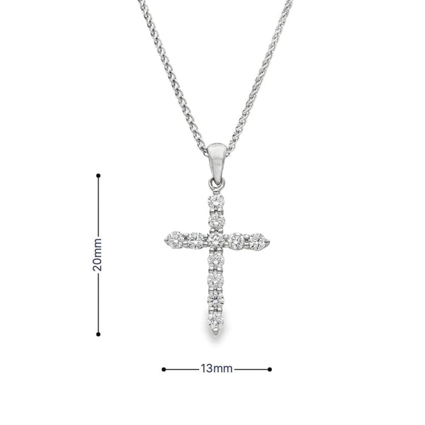 18ct White Gold Diamond Cross Pendant & Spiga Chain -16" -0.43ct