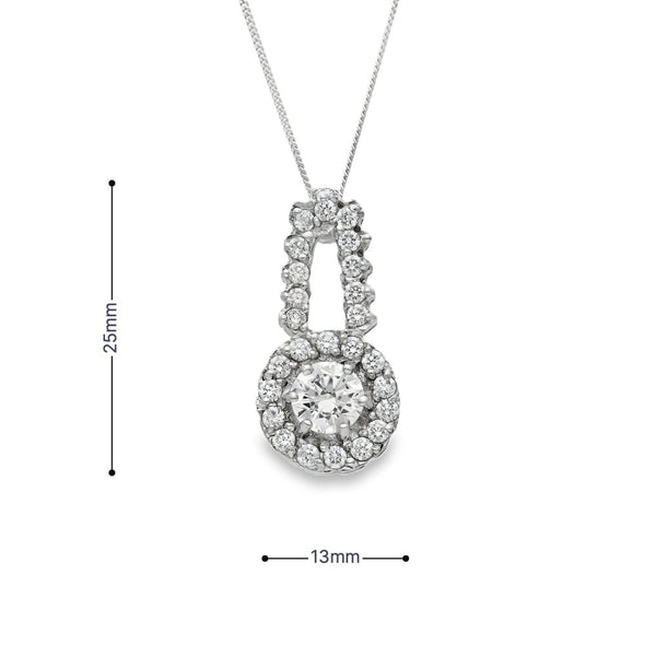 9ct Yellow & White Gold CZ Halo Pendant & Chain - 18" - 3.8g