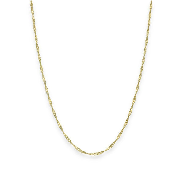 9ct Yellow Gold Twist Curb Singapore Chain - 1.4mm - 18" - 1.4g