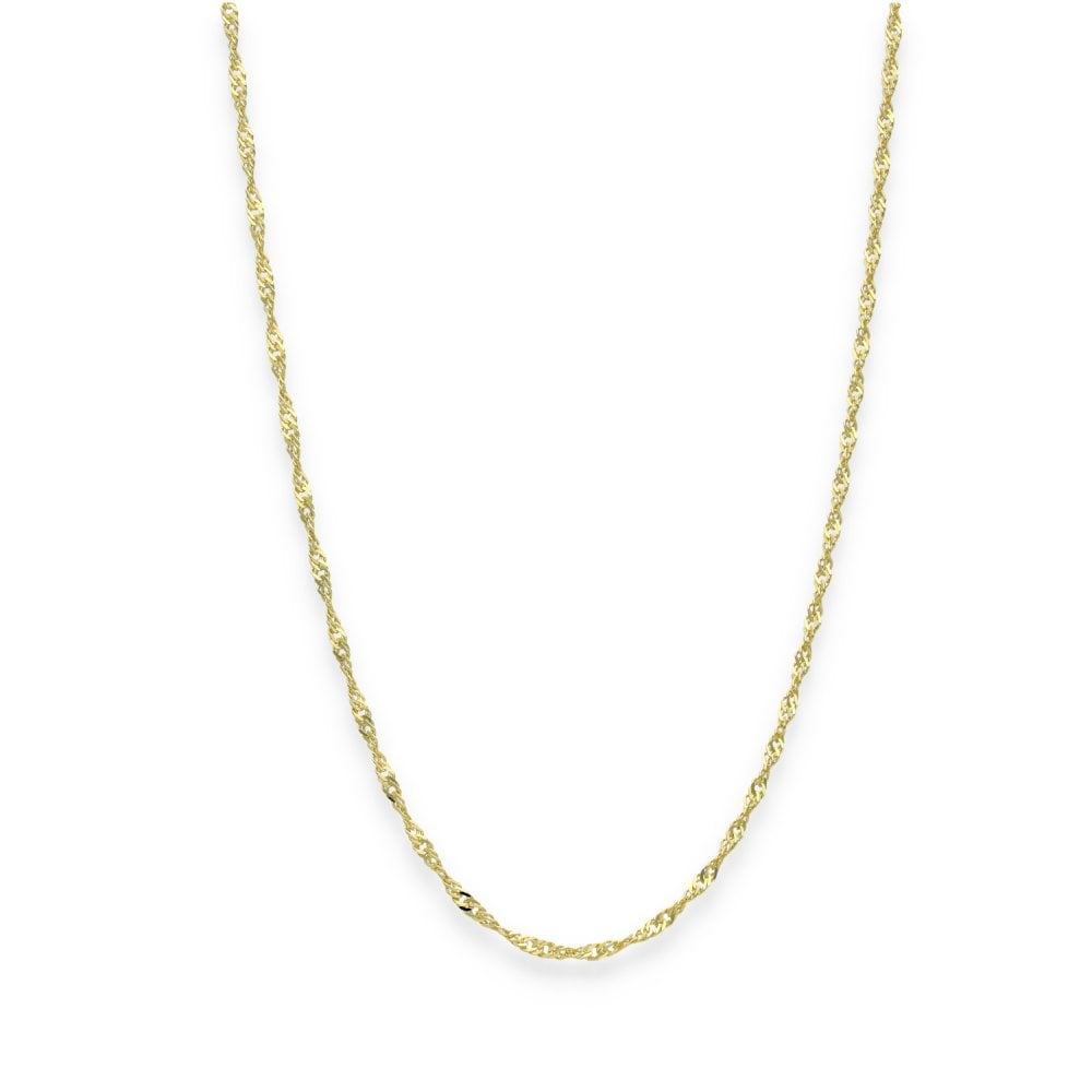 9ct Yellow Gold Twist Curb Singapore Chain - 1.6mm - 18" - 2.0g