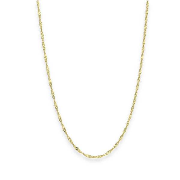 9ct Yellow Gold Twist Curb Singapore Chain - 1.6mm - 18" - 2.0g
