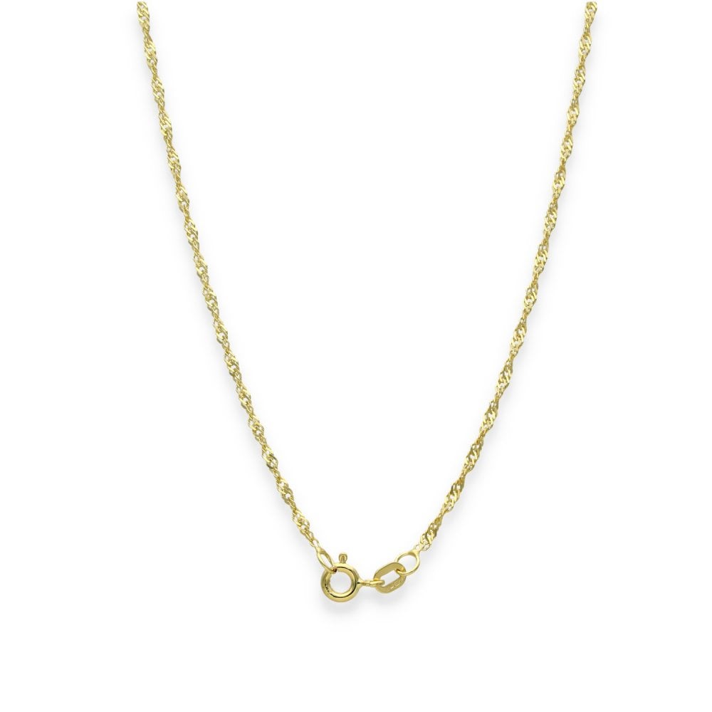 9ct Yellow Gold Twist Curb Singapore Chain - 1.6mm - 18" - 2.0g