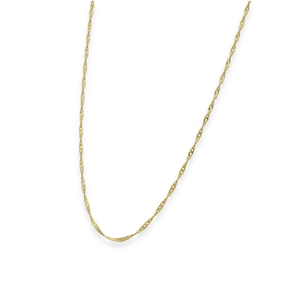 9ct Yellow Gold Twist Curb Singapore Chain - 1.25mm - 20" - 1.5g