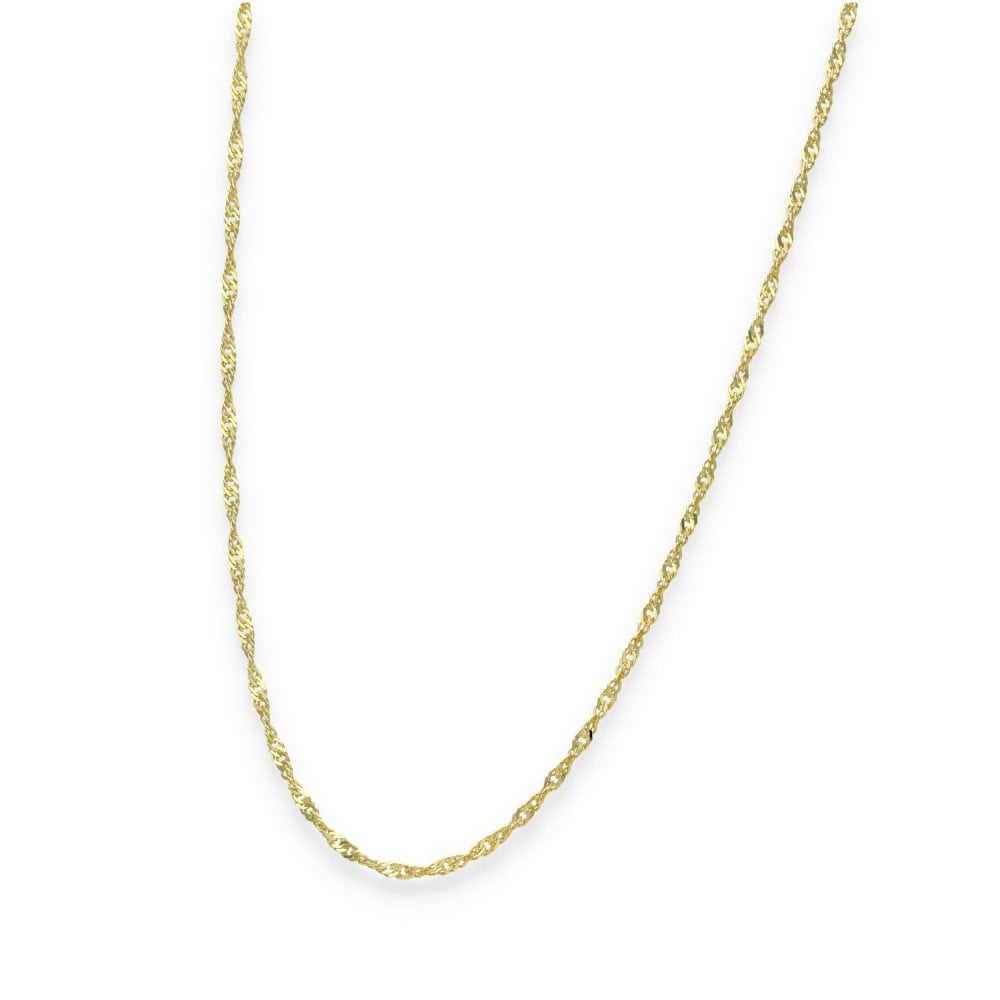 9ct Yellow Gold Twist Curb Singapore Chain - 1.5mm - 20" - 2.1g