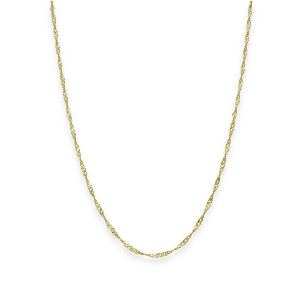 9ct Yellow Gold Twist Curb Singapore Chain - 1.5mm - 22" - 1.8g