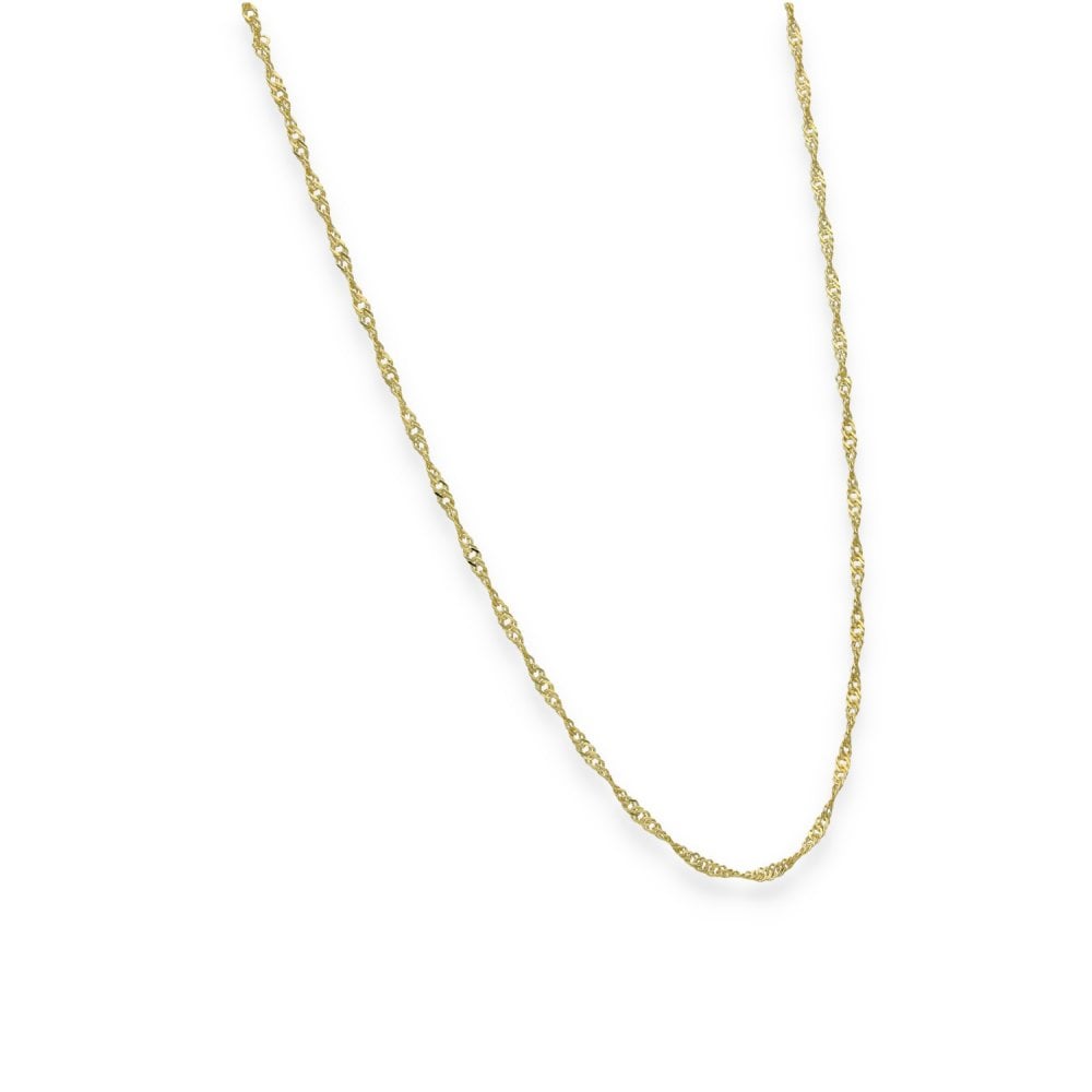 9ct Yellow Gold Twist Curb Singapore Chain - 1.5mm - 22" - 1.8g