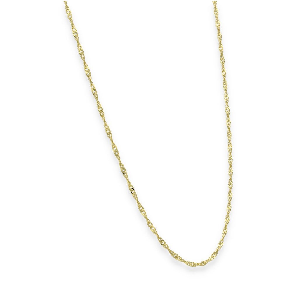 9ct Yellow Gold Twist Curb Singapore Chain - 1.6mm - 22" - 2.4g