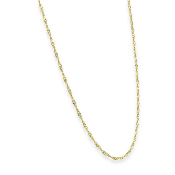 9ct Yellow Gold Twist Curb Singapore Chain - 1.6mm - 22" - 2.4g