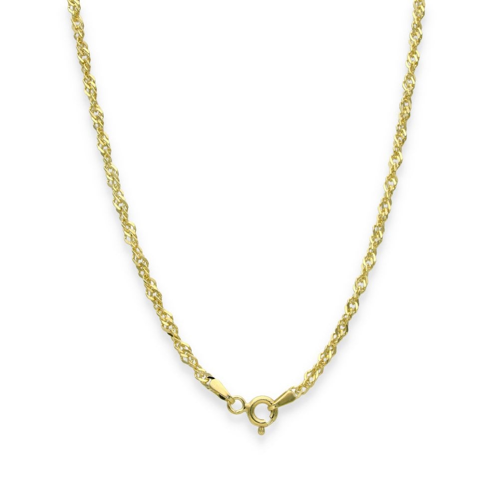 9ct Yellow Gold Twist Curb Singapore Chain - 2mm - 22" - 4.2g