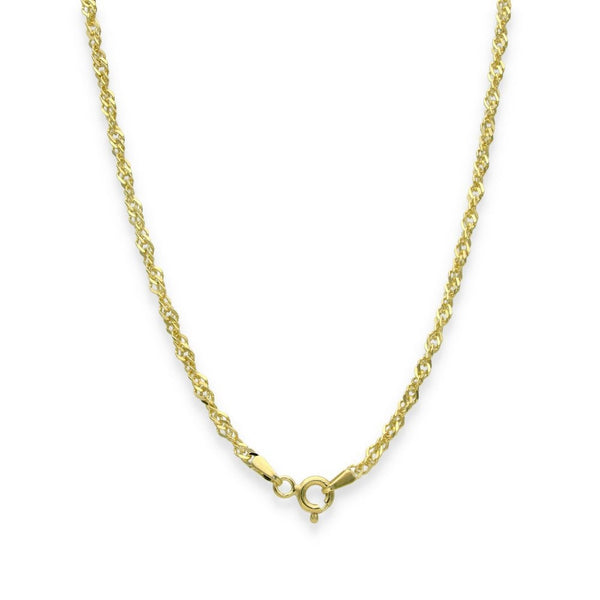 9ct Yellow Gold Twist Curb Singapore Chain - 2mm - 22" - 4.2g