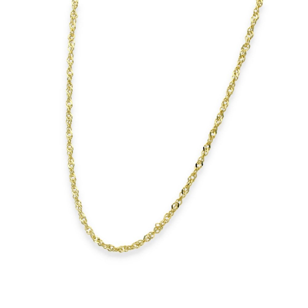 9ct Yellow Gold Twist Curb Singapore Chain - 2mm - 22" - 4.2g