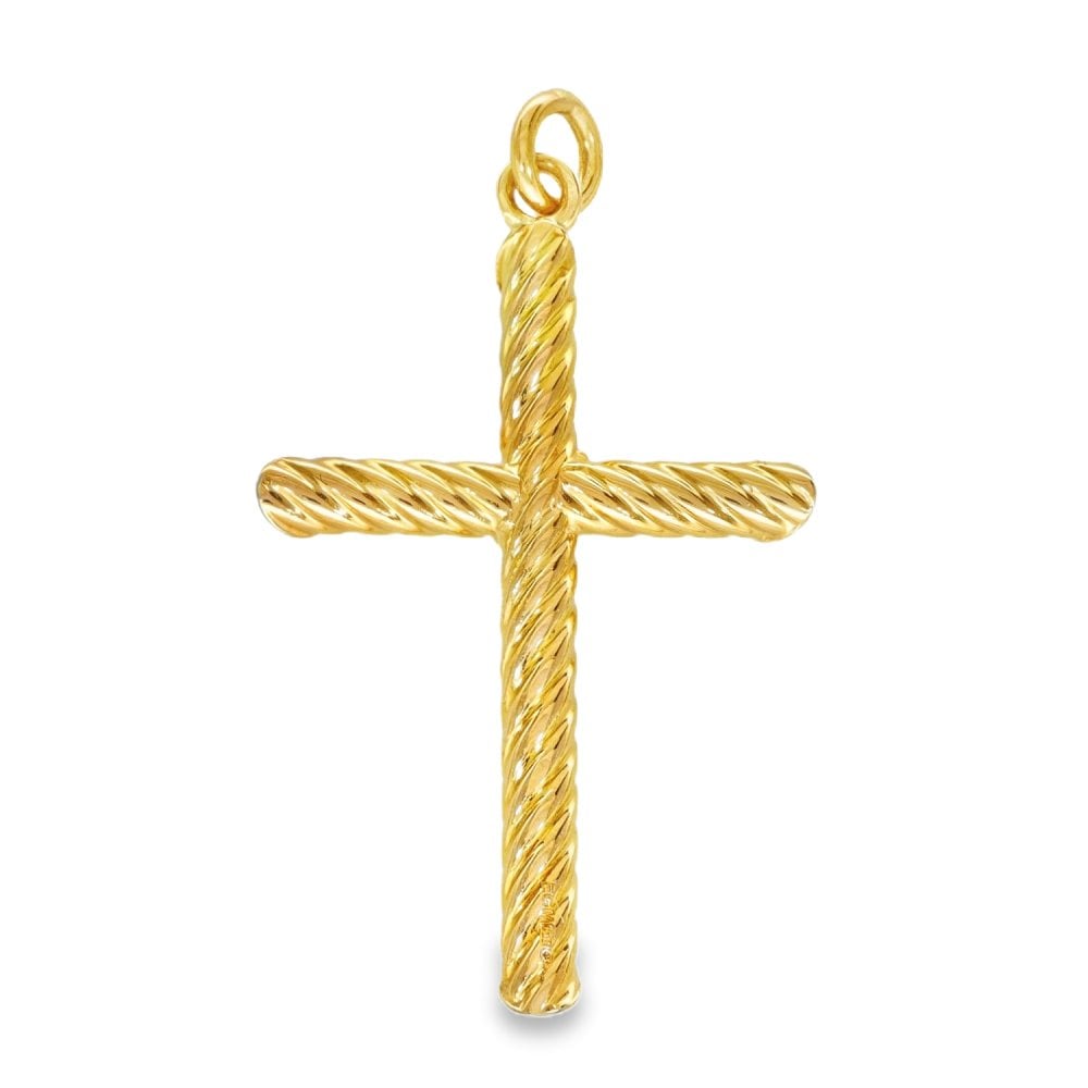 9ct Yellow Gold Hollow Twist Cross Pendant - 20x29x3mm - 2.2g
