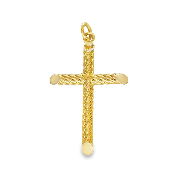 9ct Yellow Gold Hollow Twist Cross Pendant - 20x29x3mm - 2.2g