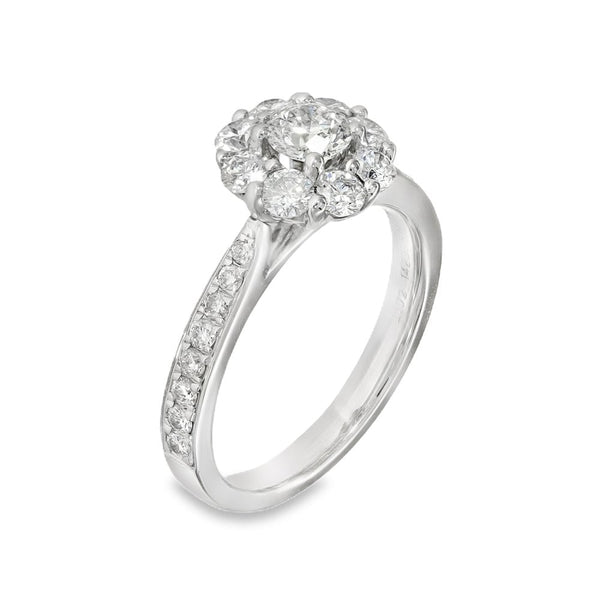 18ct White Gold Diamond Cluster Ring - Size I½ - 1.02ct