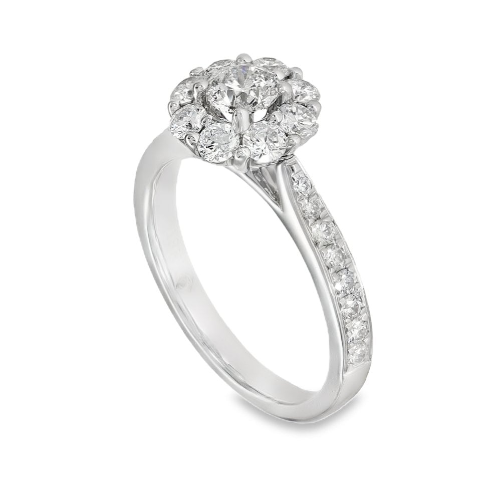 18ct White Gold Diamond Cluster Ring - Size I½ - 1.02ct