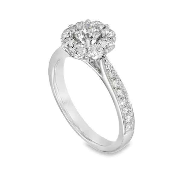 18ct White Gold Diamond Cluster Ring - Size I½ - 1.02ct