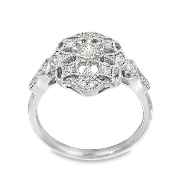 18ct White Gold Diamond Cocktail Ring - Size L - 0.48ct