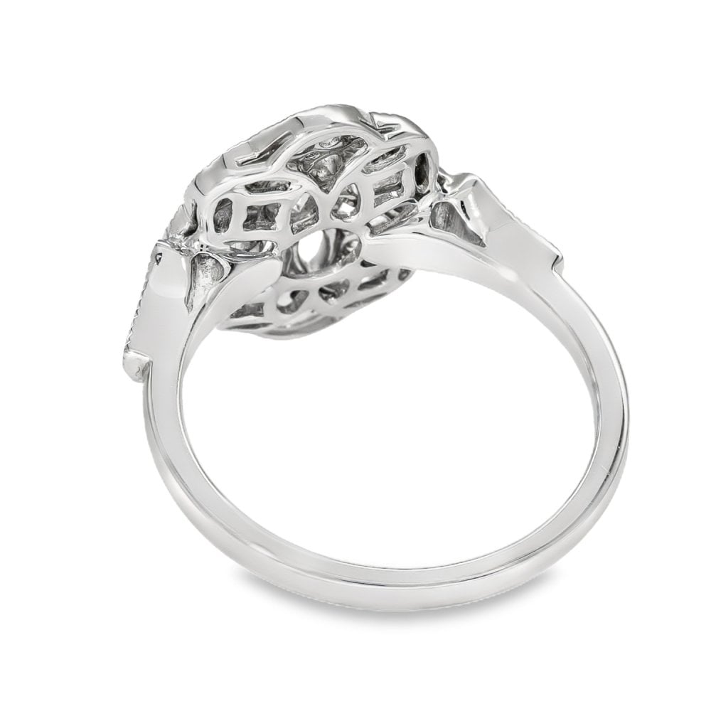 18ct White Gold Diamond Cocktail Ring - Size L - 0.48ct