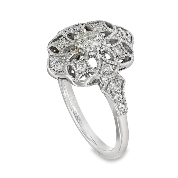 18ct White Gold Diamond Cocktail Ring - Size L - 0.48ct