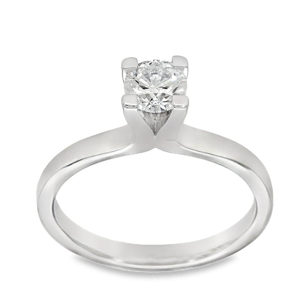 18ct White Gold Diamond Engagement Ring - Size K½ - 0.50ct