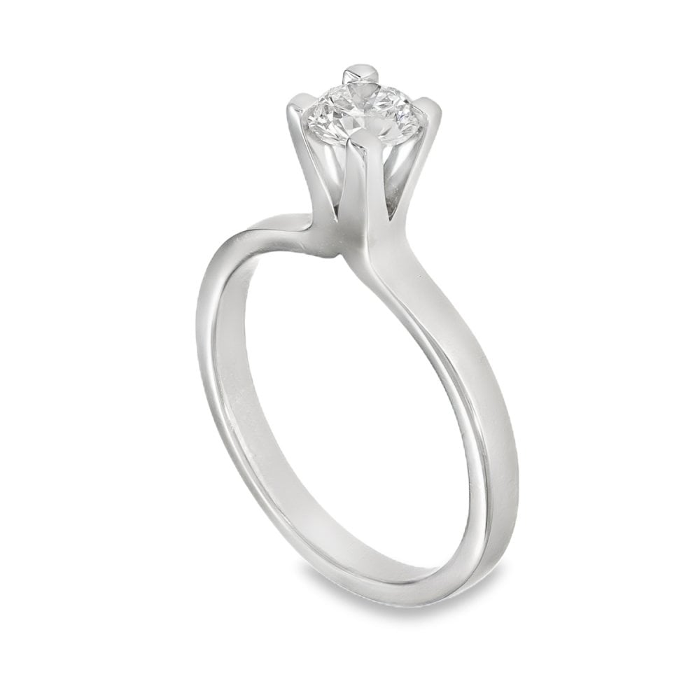 18ct White Gold Diamond Engagement Ring - Size K½ - 0.50ct