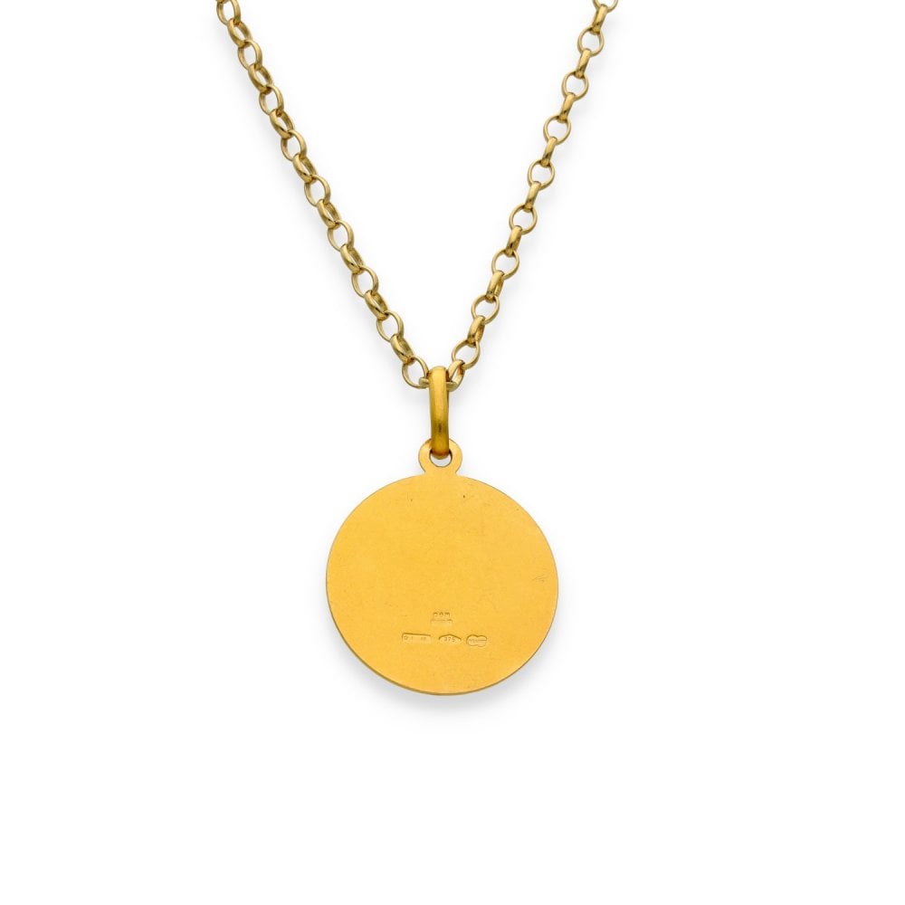 9ct Yellow Gold St. Christopher Pendant & Chain - 22" - 10.0g