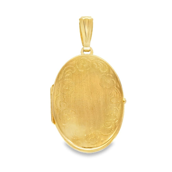 9ct Yellow Gold Flower Edge Locket - 19x30x5mm - 3.2g