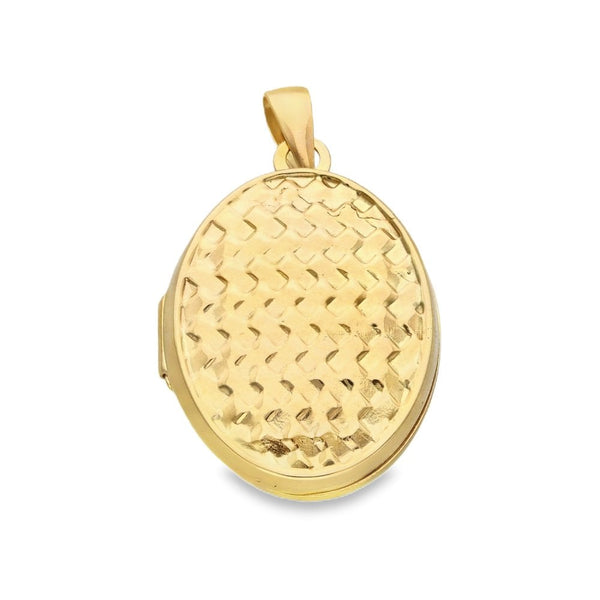 9ct Yellow Gold Basket Pattern Locket - 16x23x5mm - 1.6g