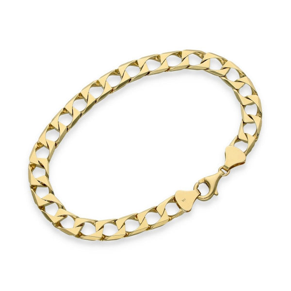 9ct Yellow Gold Square Curb Bracelet - 8.5" - 15.7g