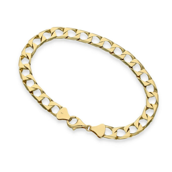 9ct Yellow Gold Square Curb Bracelet - 8.5" - 15.7g