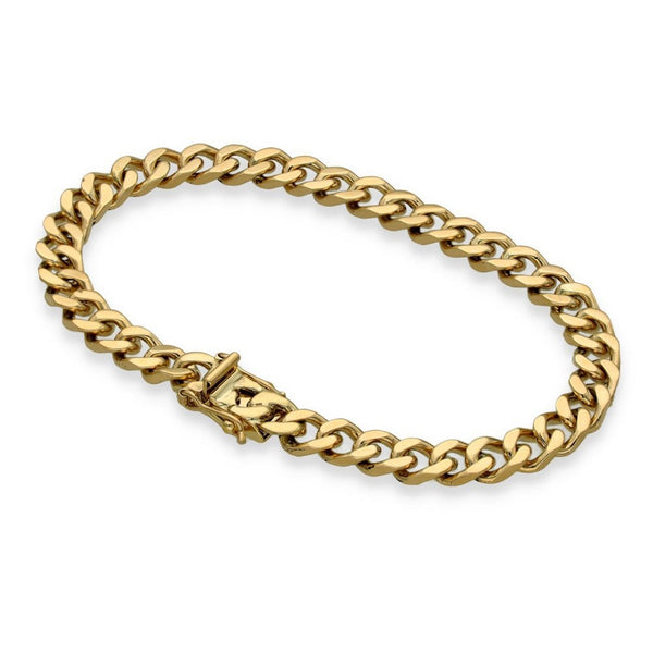 9ct Yellow Gold Flat Curb Bracelet - 8" - 23.9g