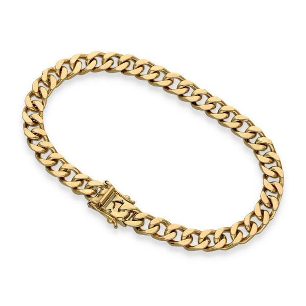 9ct Yellow Gold Flat Curb Bracelet - 8" - 23.9g