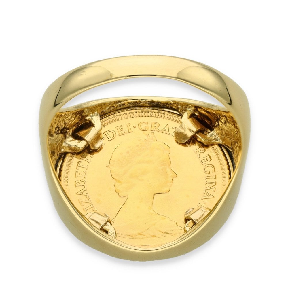 1982 Yellow Gold Half Sovereign Coin Ring - Size X - 9.5g