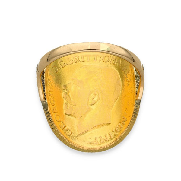 1916 Yellow Gold Full Sovereign Coin Ring - Size O - 8.6g