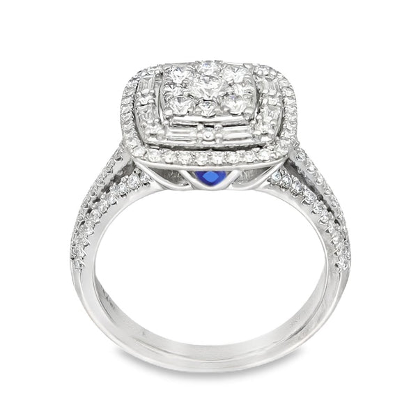18ct White Gold Diamond Cluster Ring - Size L½ - 1.00ct