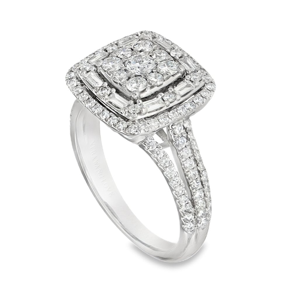 18ct White Gold Diamond Cluster Ring - Size L½ - 1.00ct