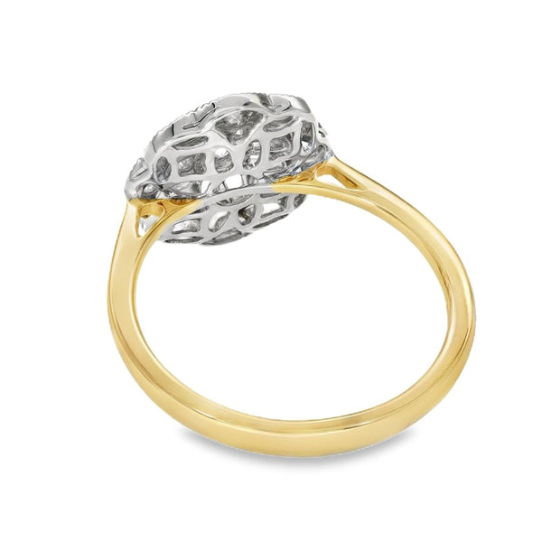 18ct Yellow Gold Vintage Diamond Cocktail Ring - Size M - 0.28ct