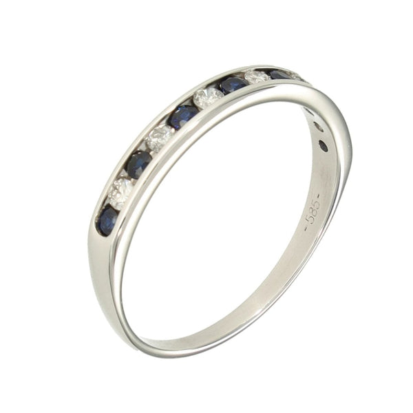 9ct White Gold Sapphire & Diamond Half-Eternity Ring - 0.15ct