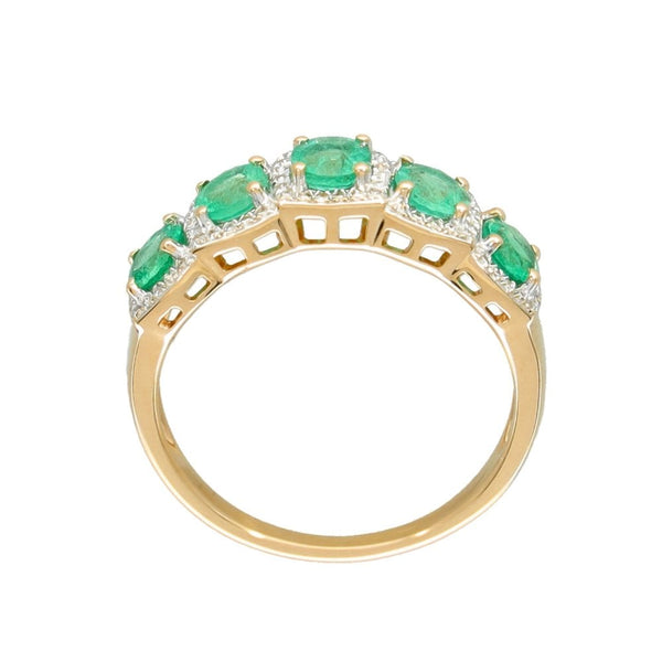9ct Yellow Gold Emerald & Diamond Half-Eternity Ring - 0.29ct