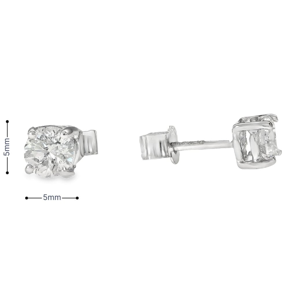 18ct White Gold Diamond Stud Earrings - 5x5mm - 0.78ct