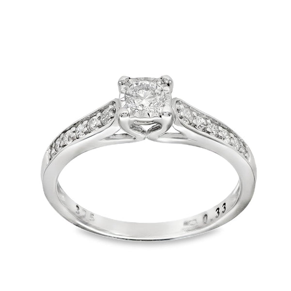 9ct White Gold Diamond Engagement Ring - Size L½ - 0.33ct