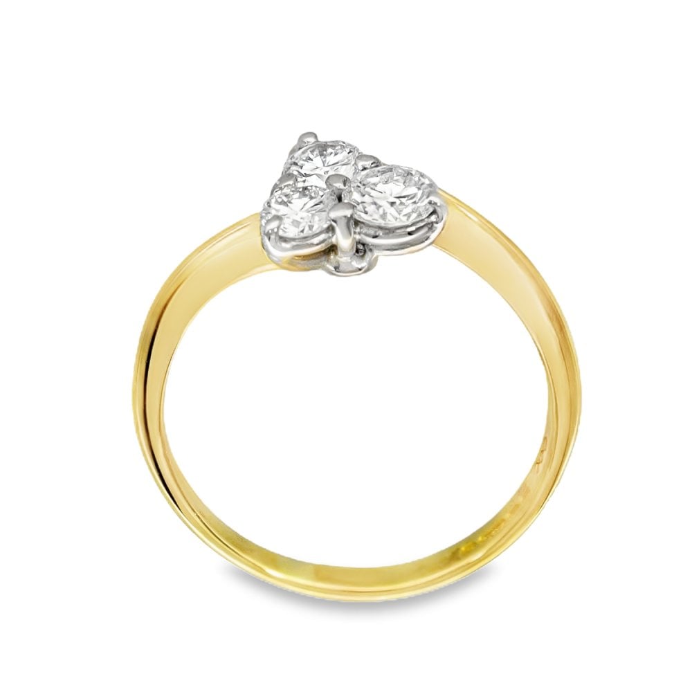 18ct Yellow Gold Diamond Trilogy Ring - Size N½ - 0.70ct